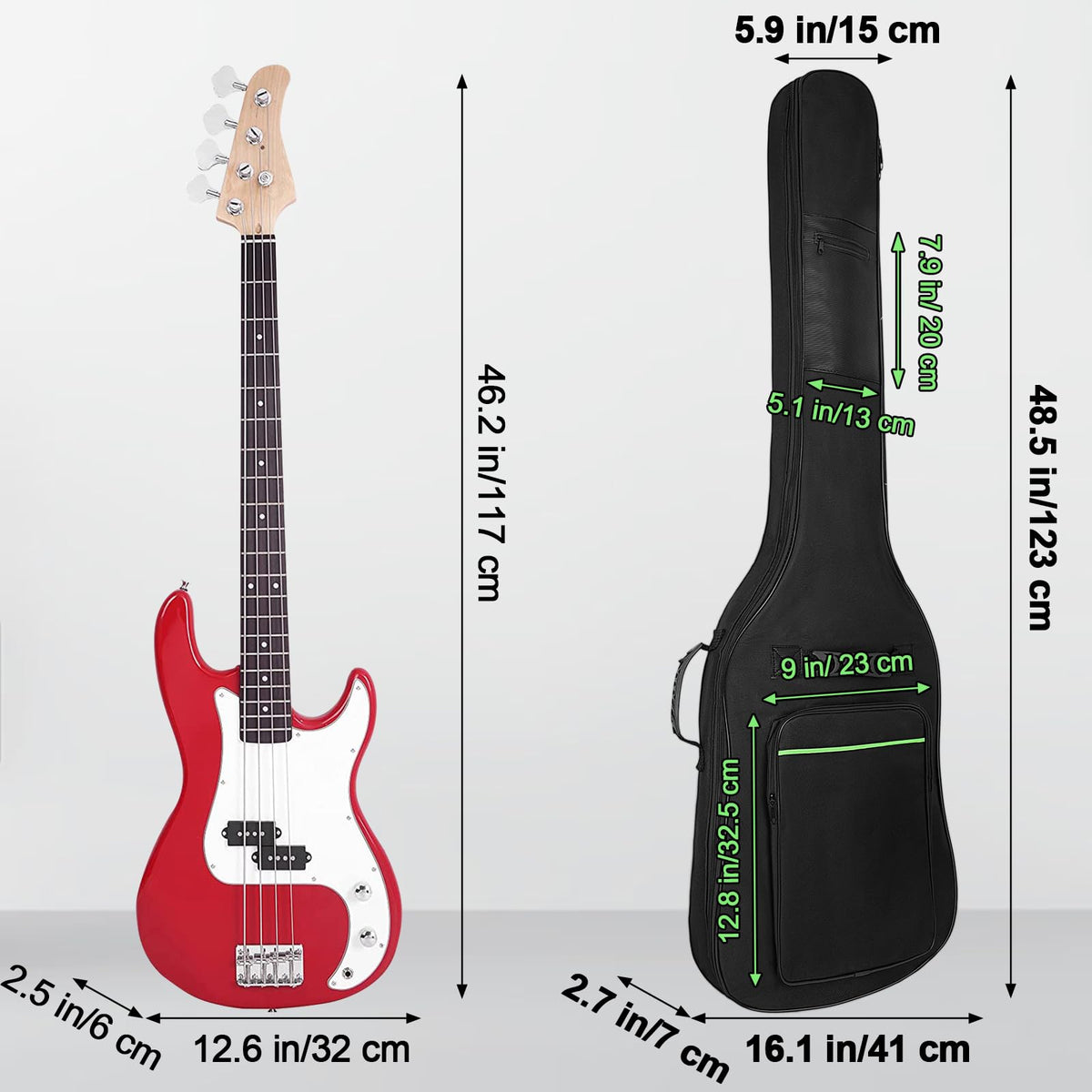 Black Waterproof Padded Electric Bass Guitar Gig Bag H968
