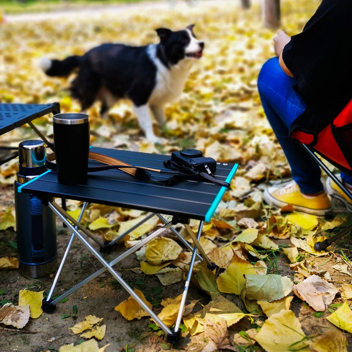 Portable Aluminum Folding Camping Table Black U148472