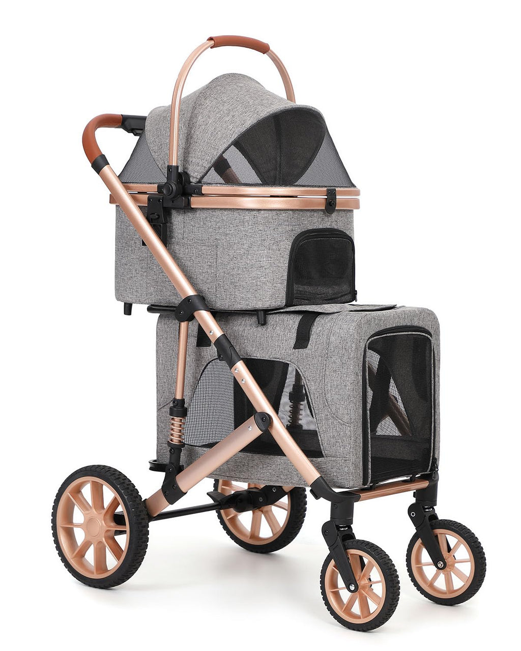 Double Pet Stroller with 2 Detachable Carriers P393623