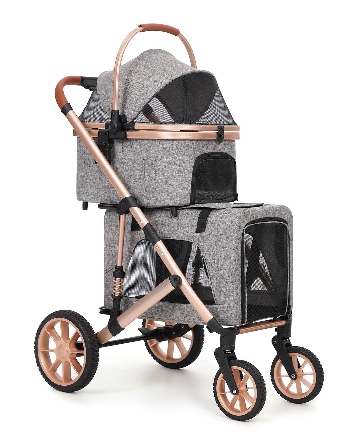 Double Pet Stroller with 2 Detachable Carriers P393623