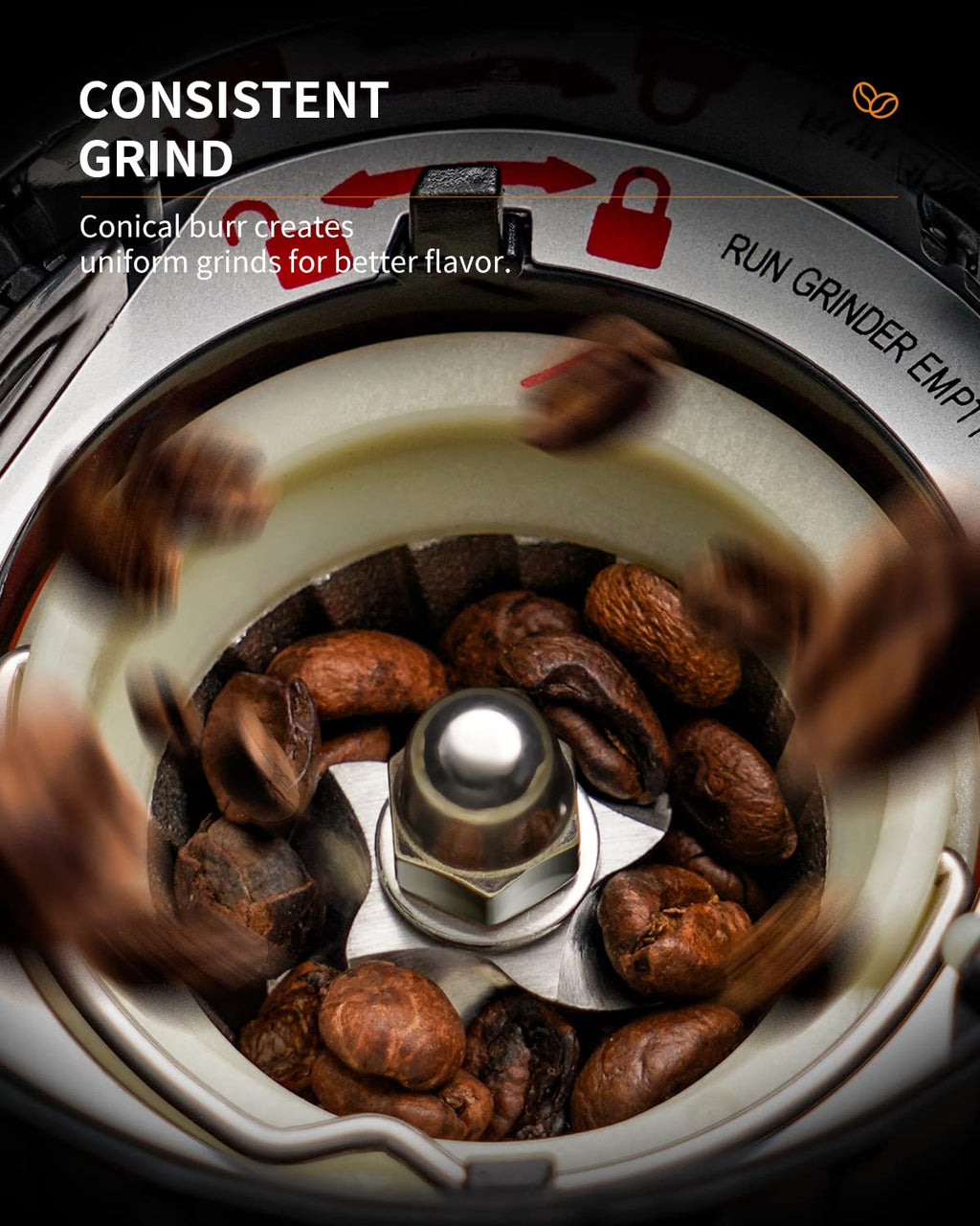 Conical Burr Coffee Bean Grinder, 48 Settings, Silver X480559