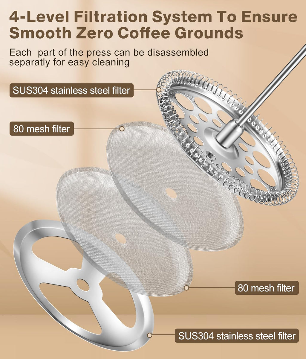 34 Ounce Stainless Steel French Press Coffee Maker F55481