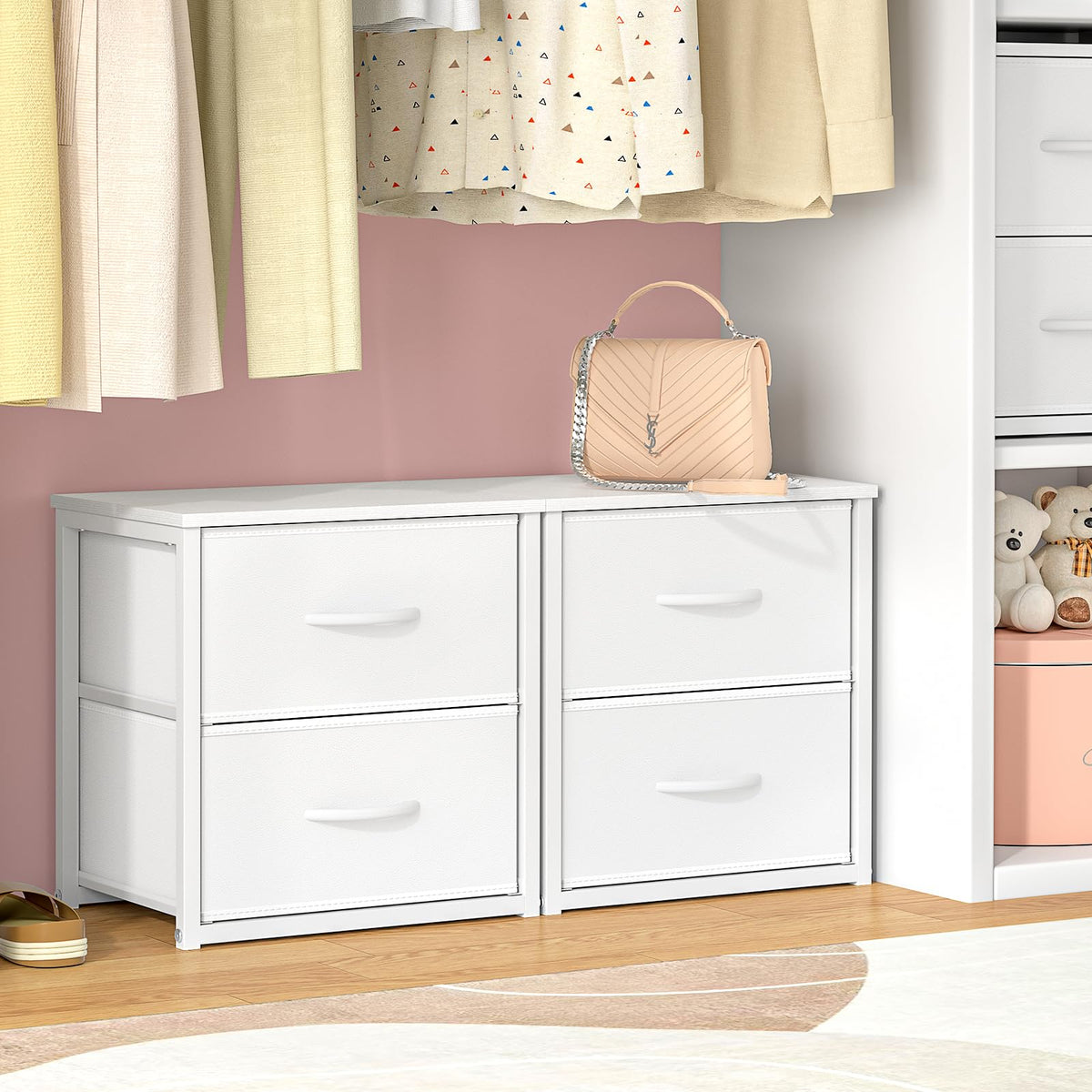 White 2-Pack Stackable Storage Drawers F2619