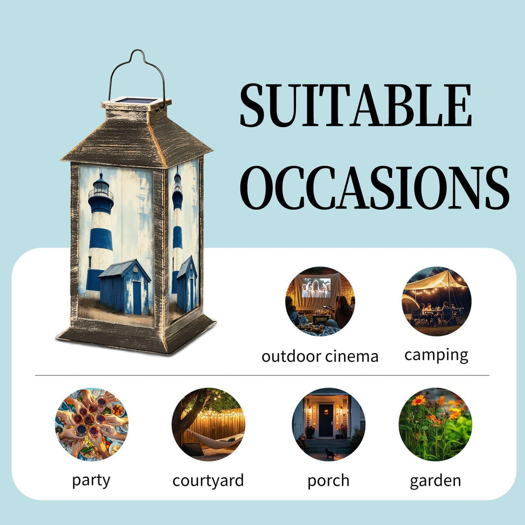 Navy Blue Coastal Solar Lantern B222