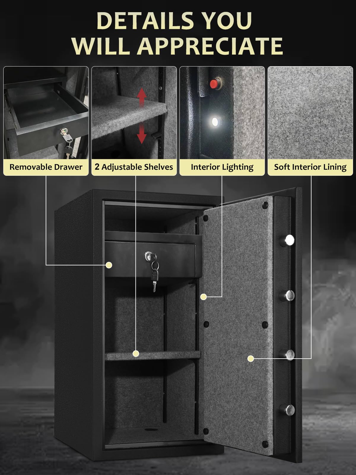 Fireproof Safe Box with Drawer, 3.47 Cu Ft T37340