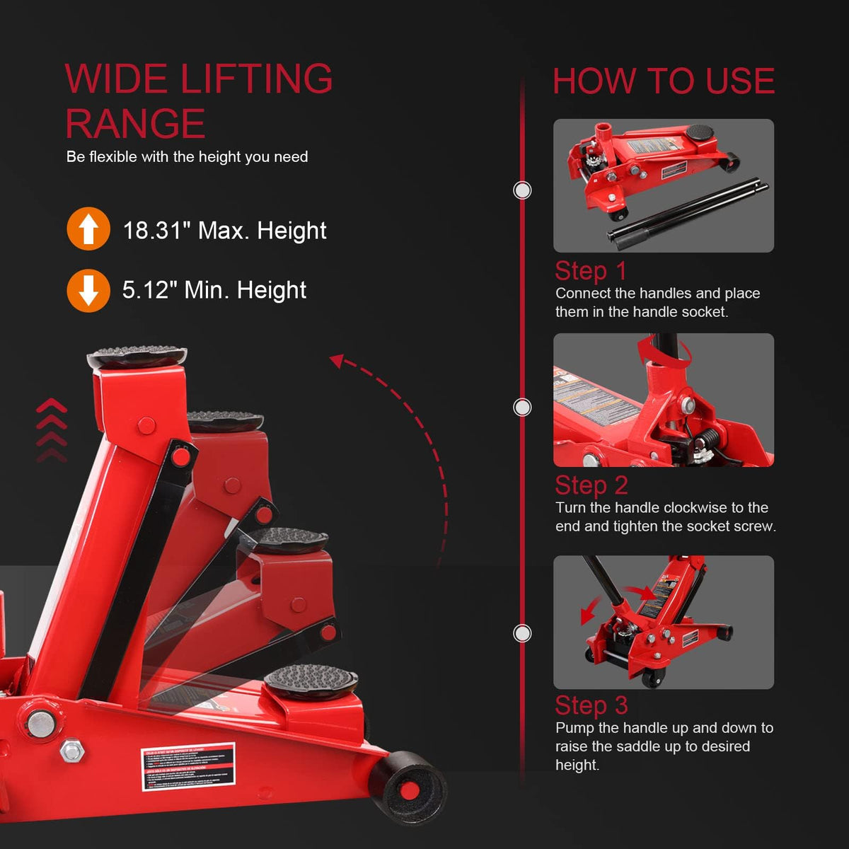 3-Ton Heavy Duty Hydraulic Floor Jack A8284