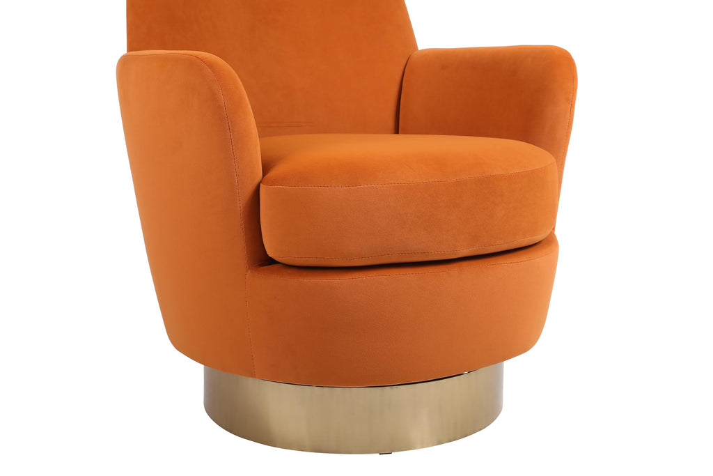 Orange Velvet Swivel Tufted Armchair W6045