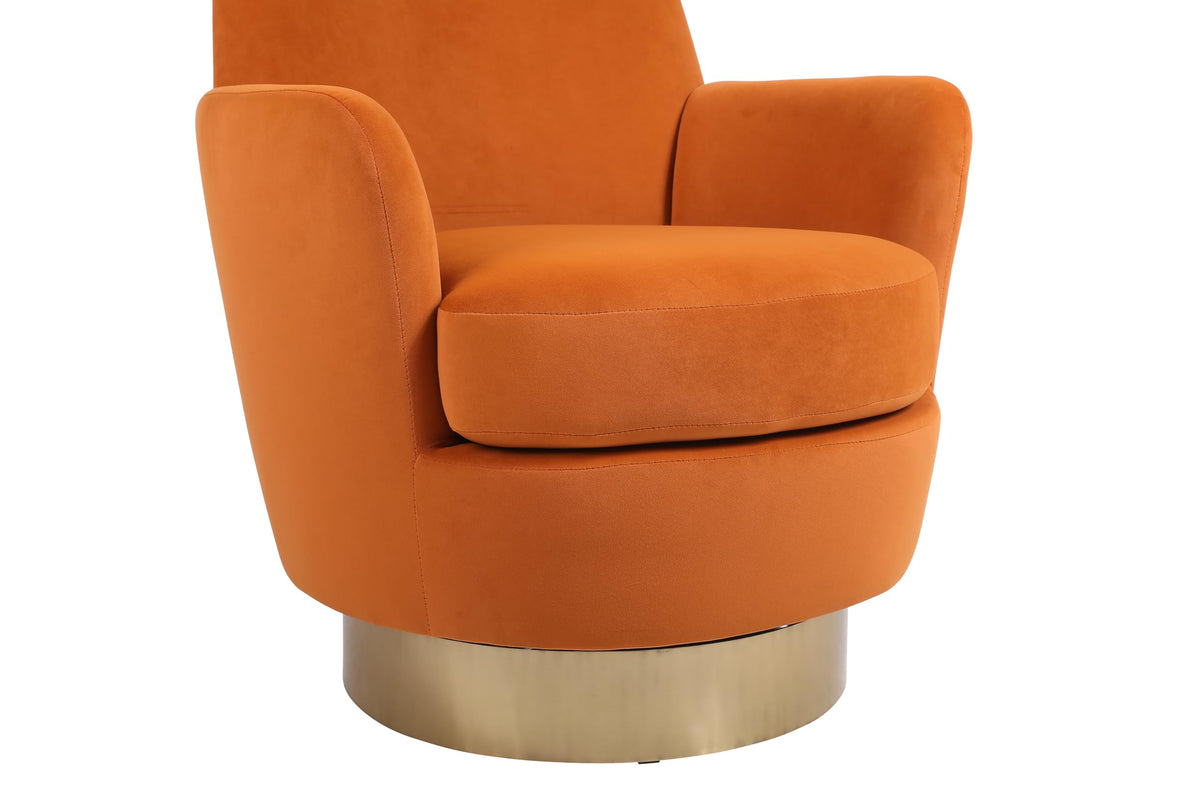 Orange Velvet Swivel Tufted Armchair W6045