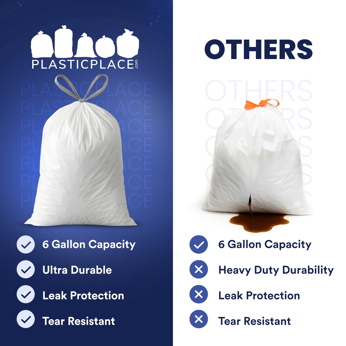 4-6 Gallon White Drawstring Bags H638792