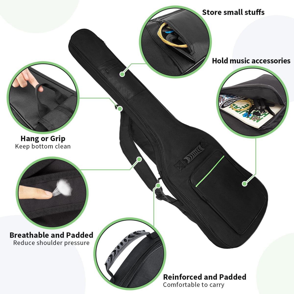 Black Waterproof Padded Electric Bass Guitar Gig Bag H968