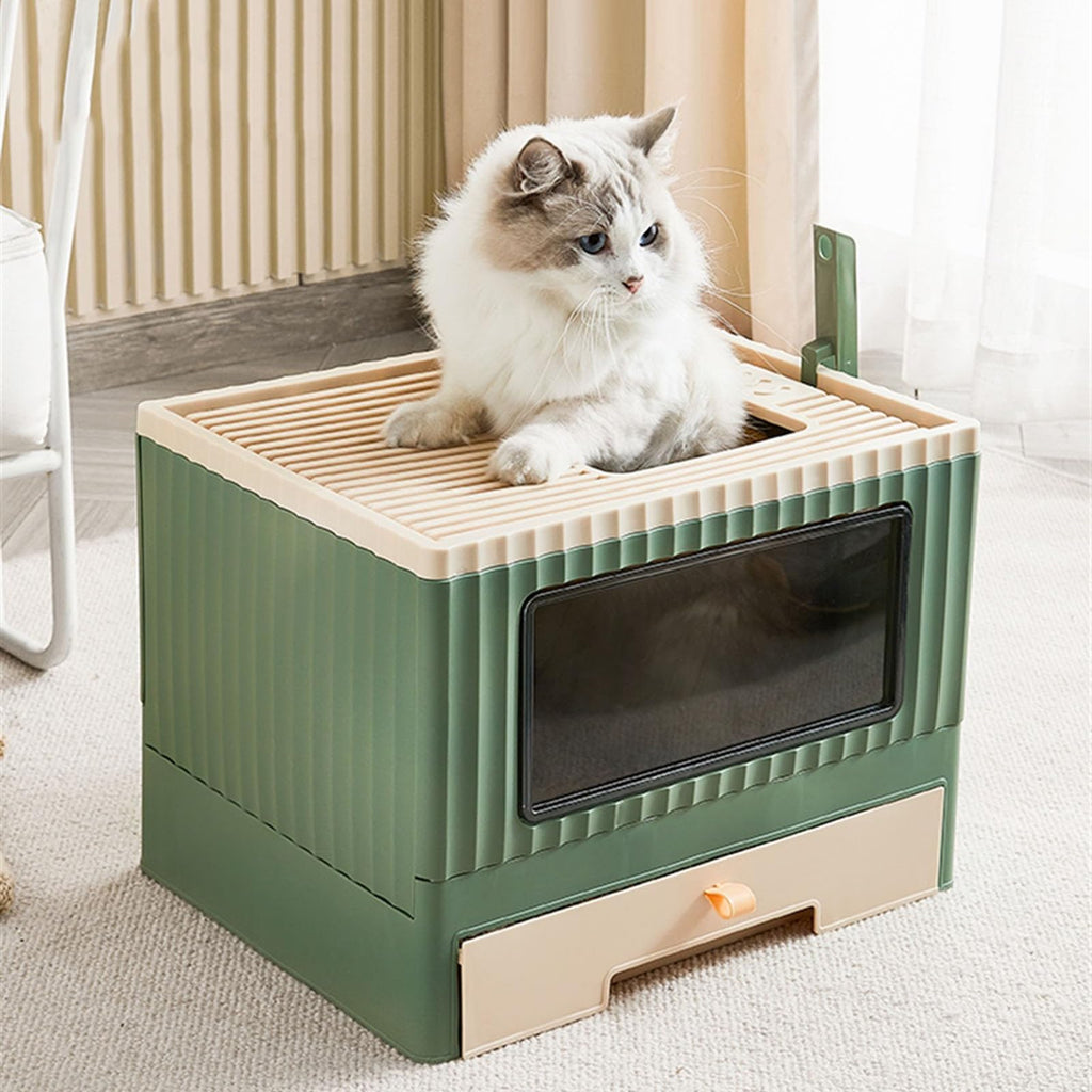Top Entry Cat Litter Box with Lid Foldable L9344