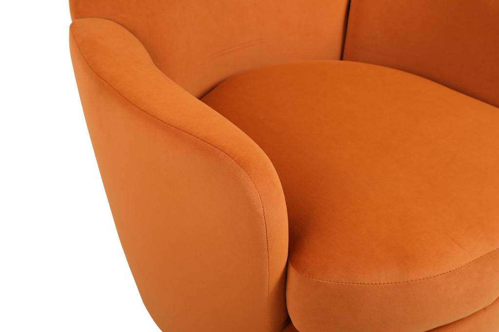 Orange Velvet Swivel Tufted Armchair W6045