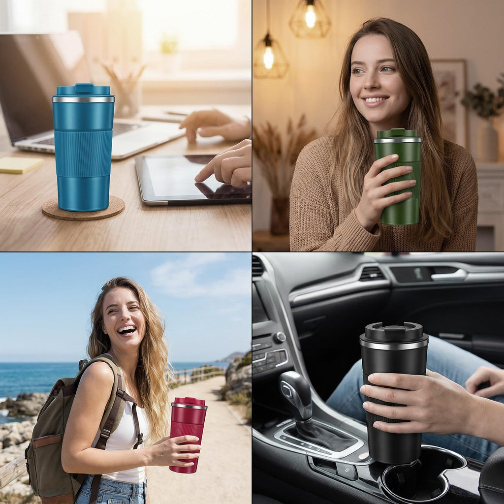 4 Pack 17oz Stainless Steel Insulated Coffee Mug with Lid F2513