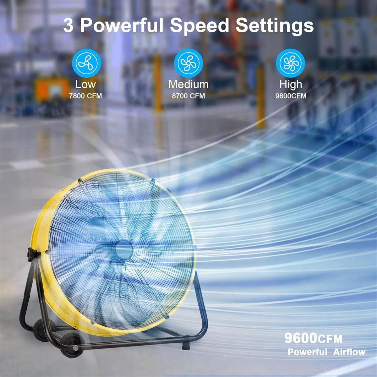 Heavy Duty 3-Speed 20in Floor Drum Fan U411451