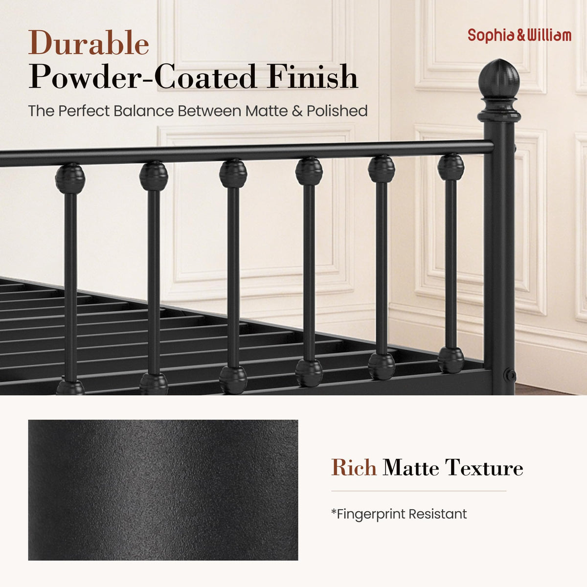 Full Size Metal Bed Frame with Tall Headboard F459