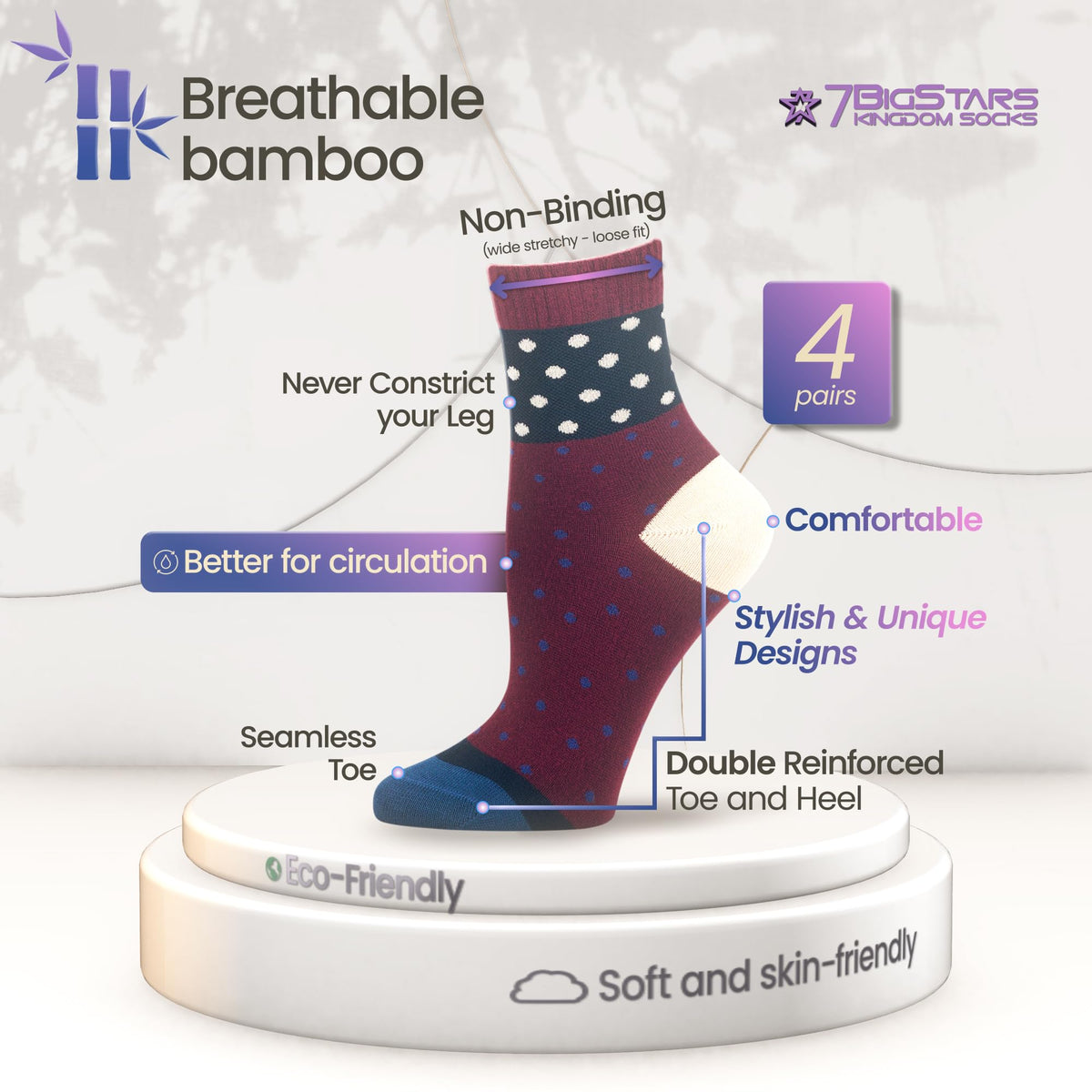 Viscose Bamboo Diabetic Socks 4 Pack J532113