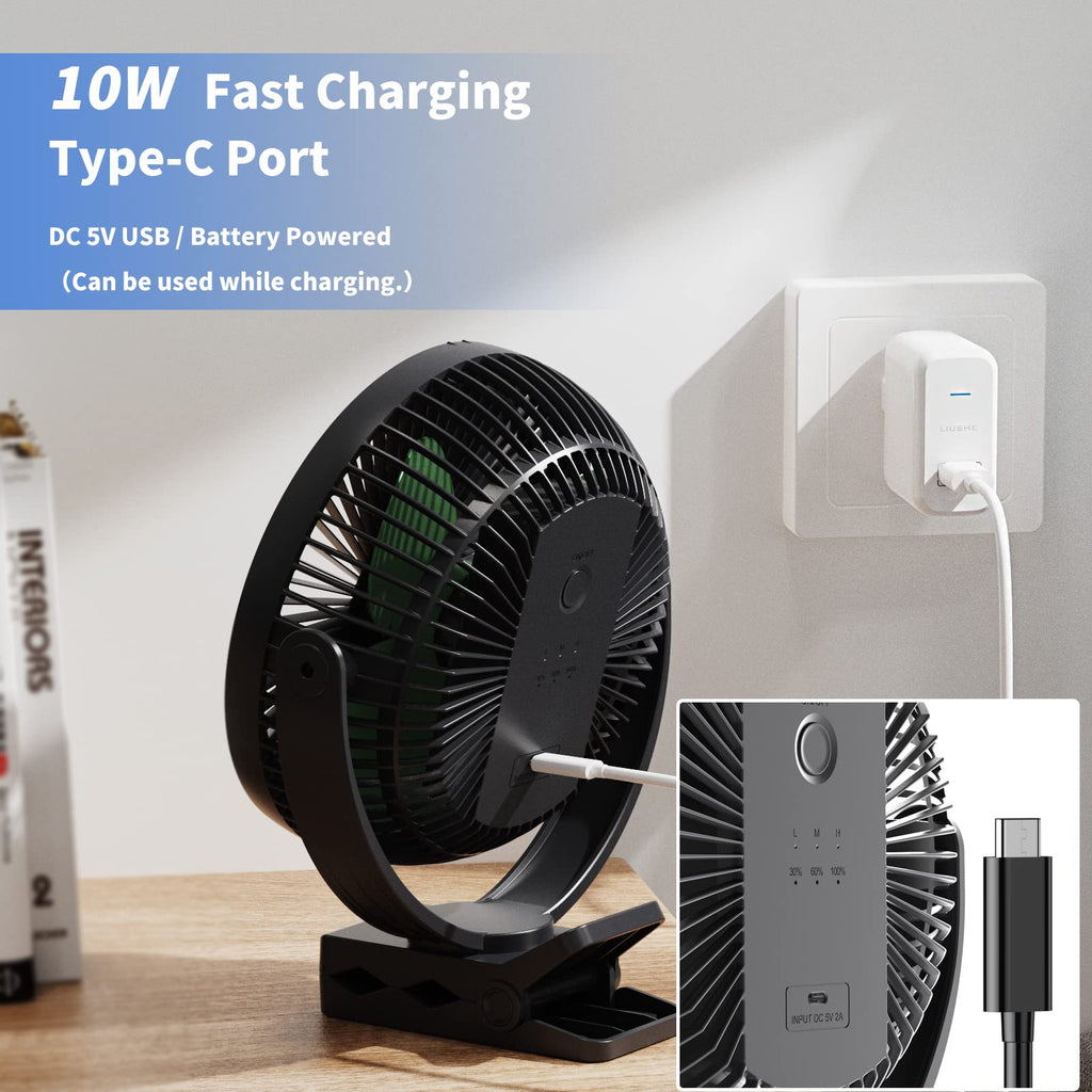 8 Inch Rechargeable Portable Clip on Fan T3664