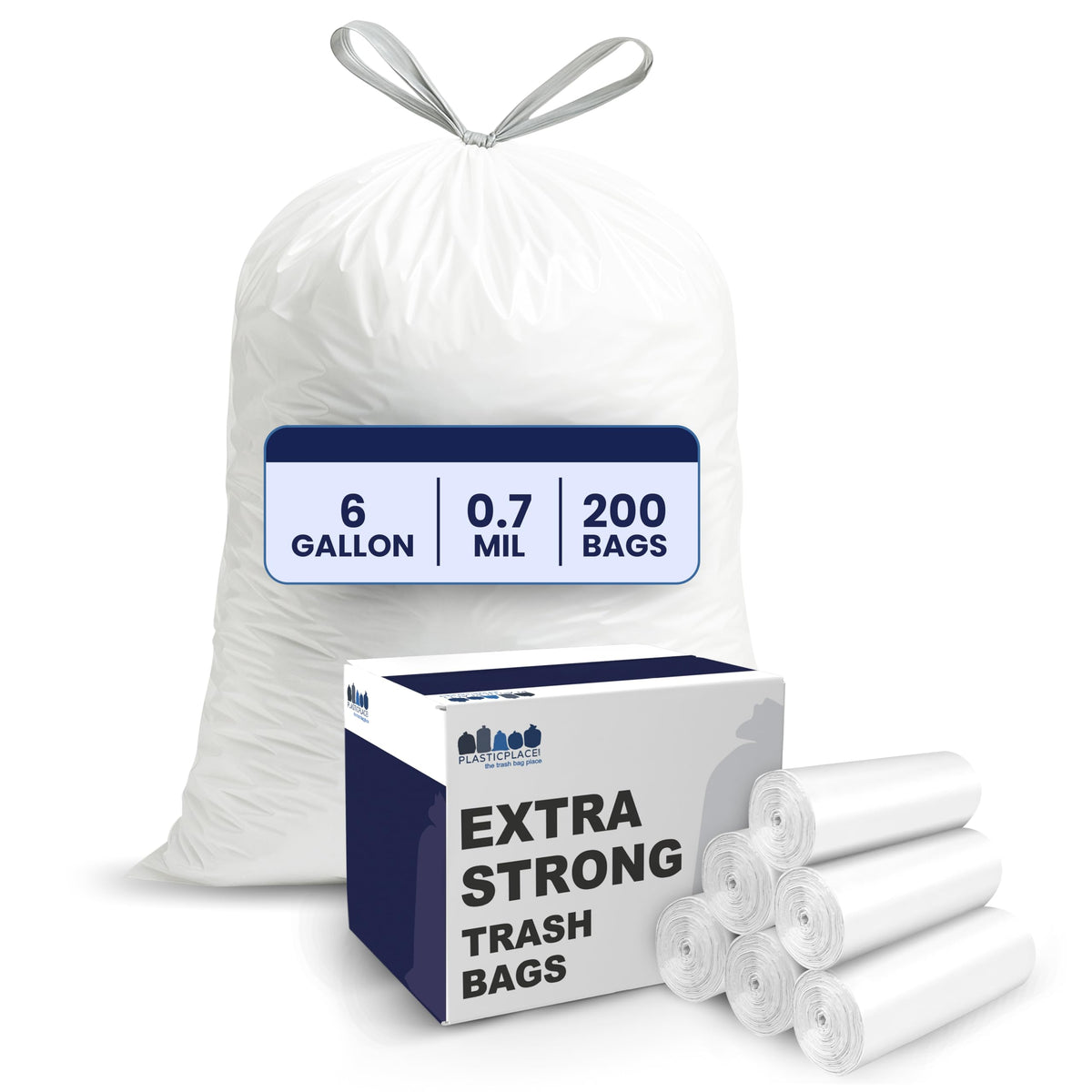 4-6 Gallon White Drawstring Bags H638792