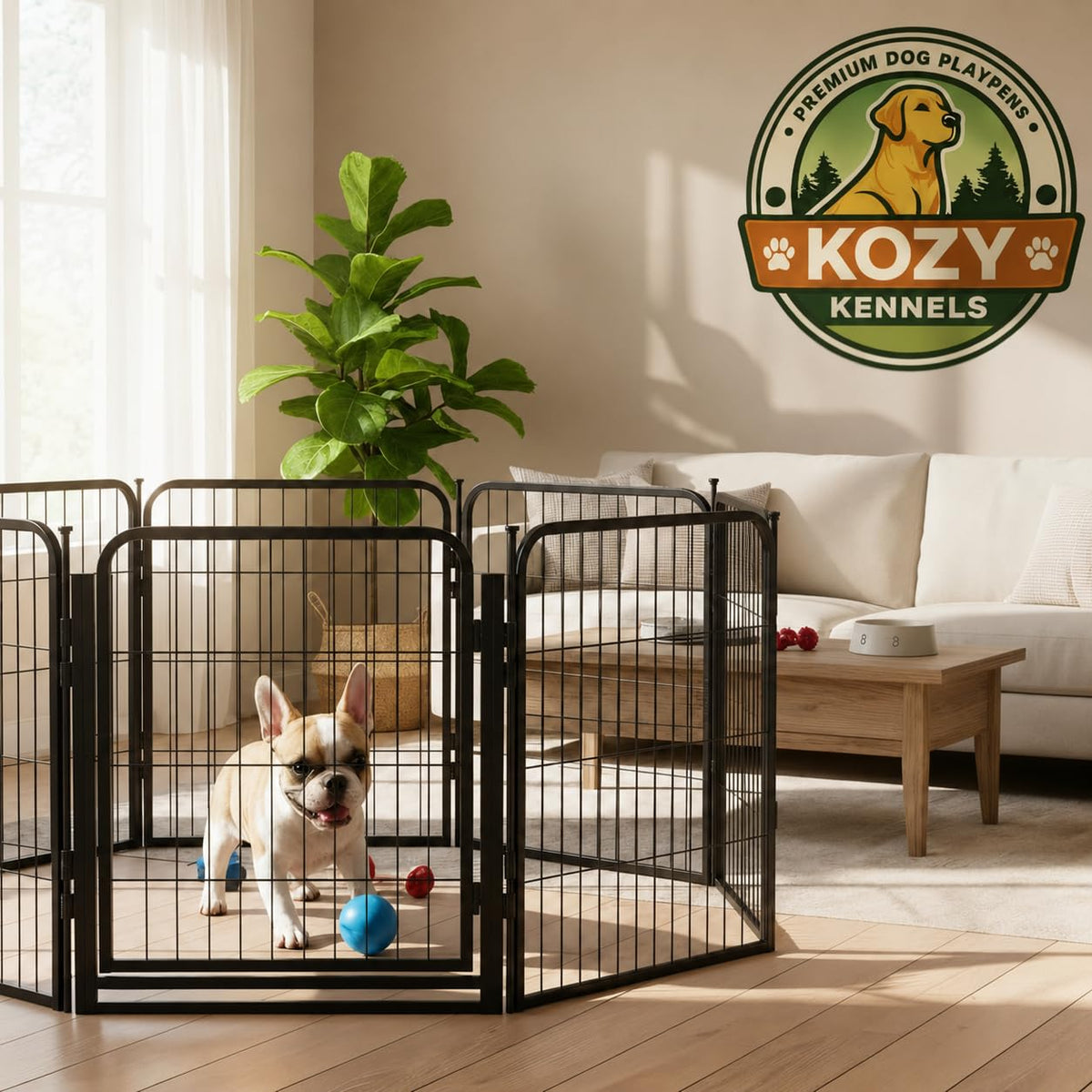32'' 16 Panels Metal Heavy Duty Dog Playpen E64300