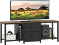 Rustic Brown and Black TV Stand with 2 Fabric Drawer B6866
