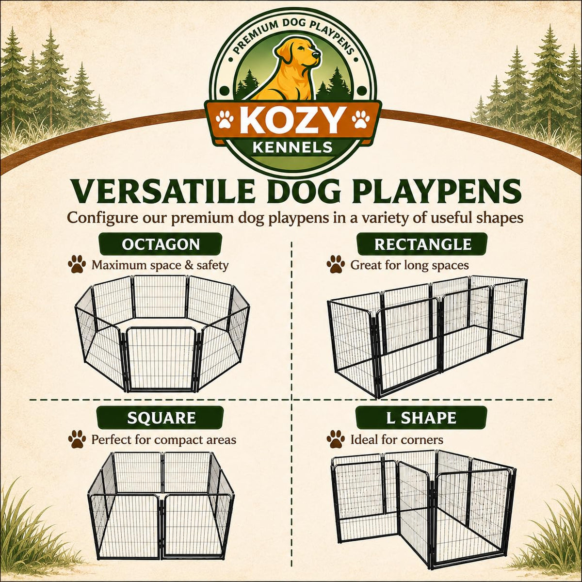 32'' 16 Panels Metal Heavy Duty Dog Playpen E64300