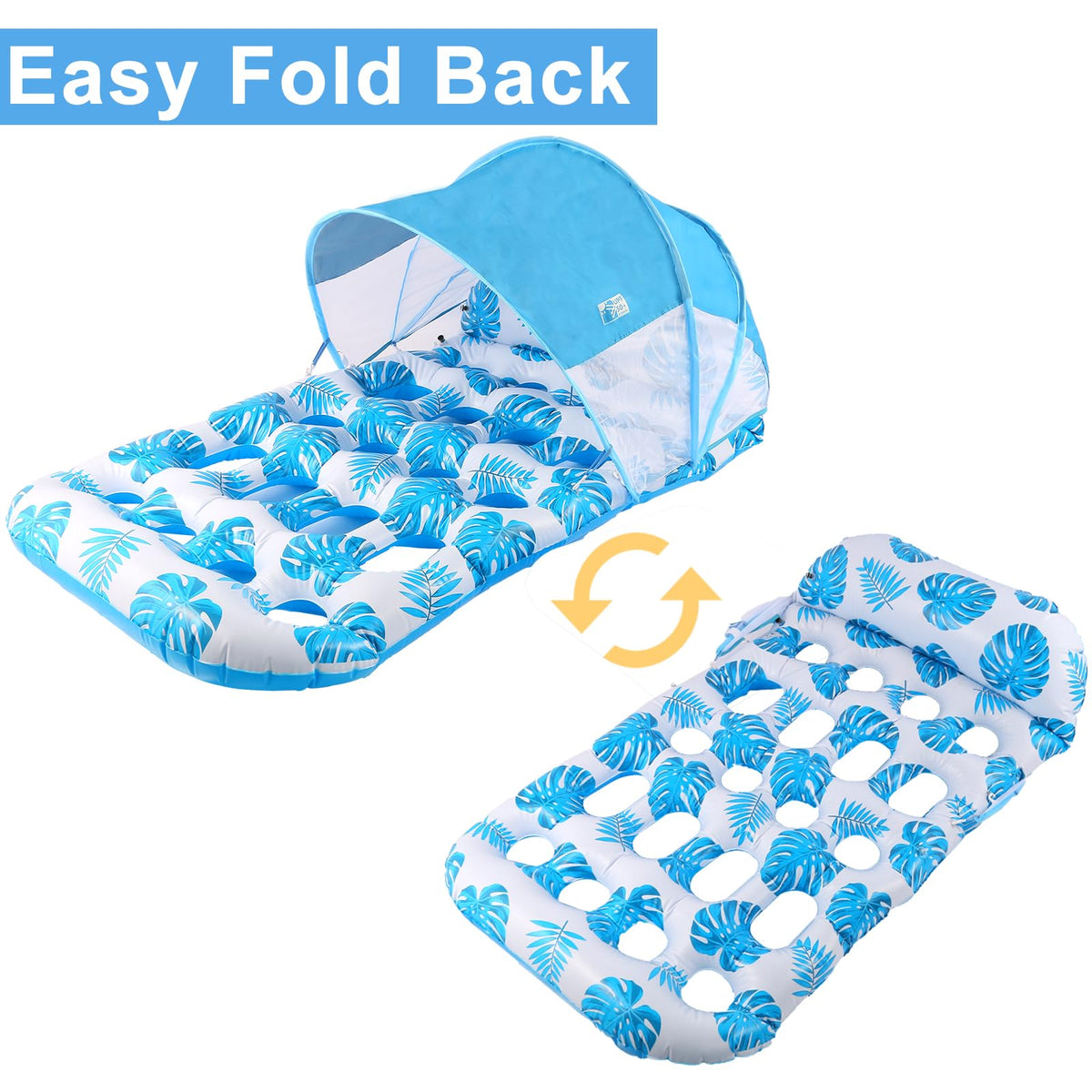Inflatable Pool Float with UPF 50+ Sunshade Canopy O19483