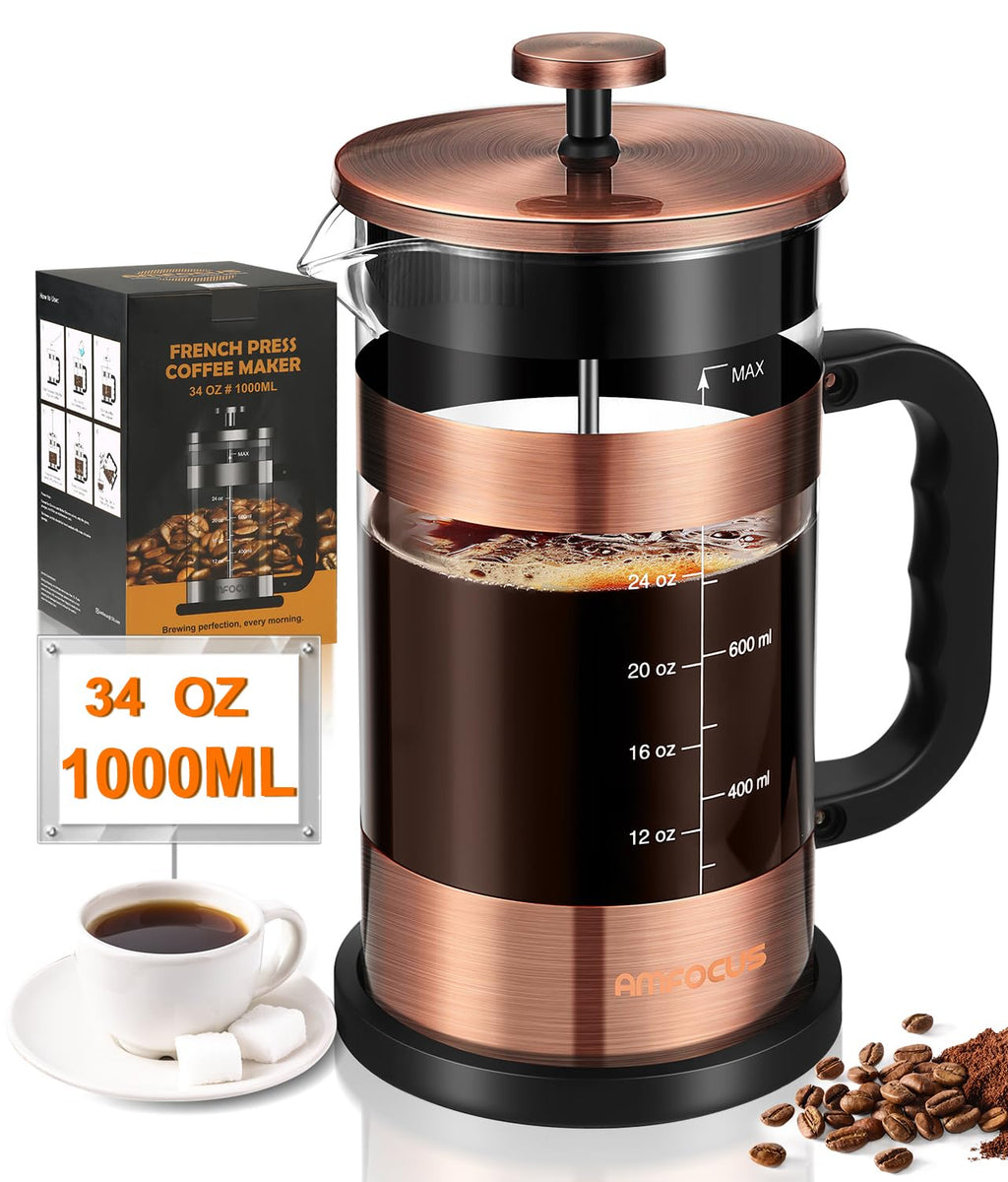 34 Ounce Stainless Steel French Press Coffee Maker F55481