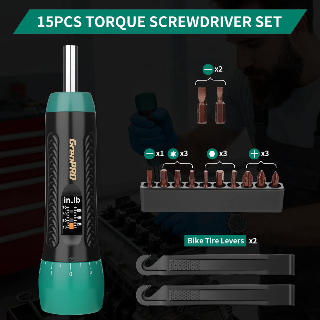 Torque Screwdriver 5-70 in-lb 1/4" Drive Precision Driver Set G460