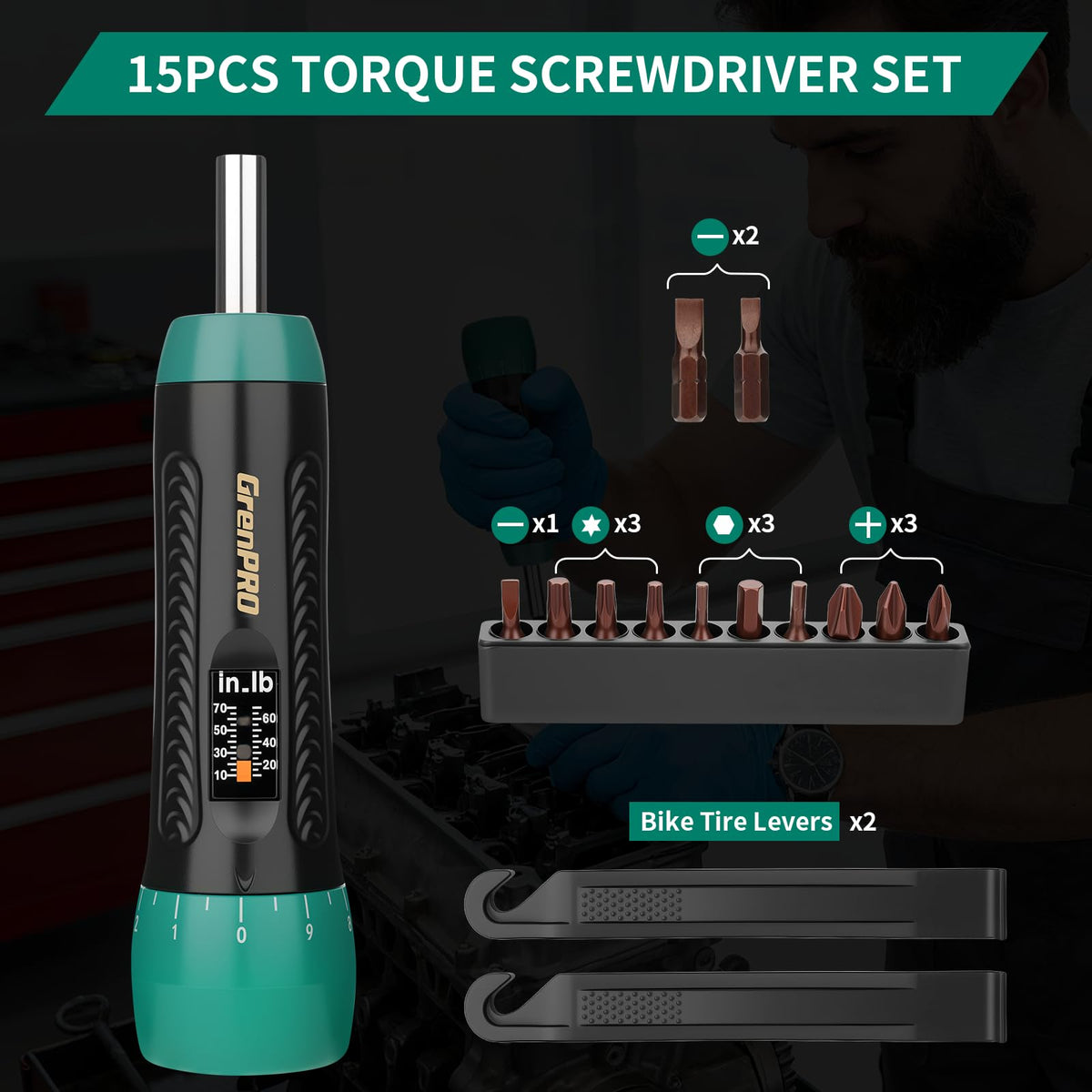 Torque Screwdriver 5-70 in-lb 1/4" Drive Precision Driver Set G460