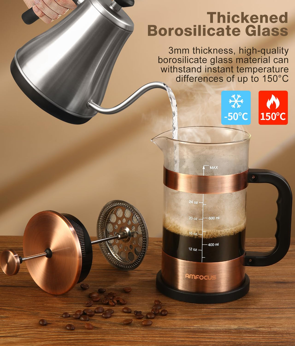 34 Ounce Stainless Steel French Press Coffee Maker F55481