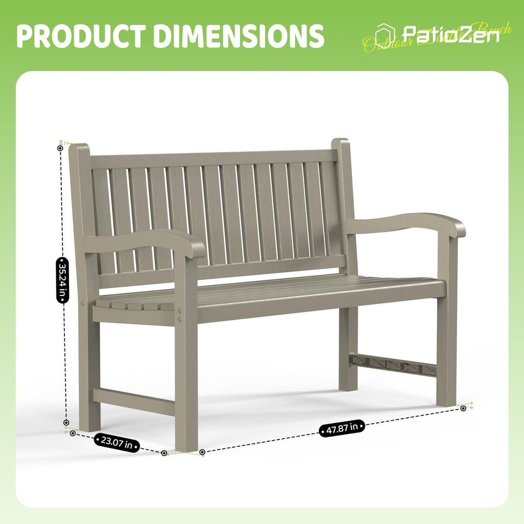 Grey 2-Person Resin Outdoor Bench L101