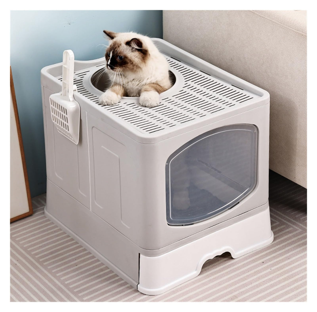 Foldable Cat Litter Box with Lid D54399