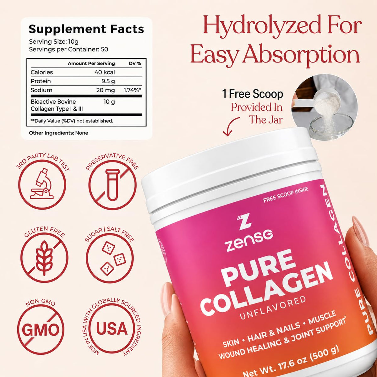 Hydrolyzed Collagen Powder 500 g P512209