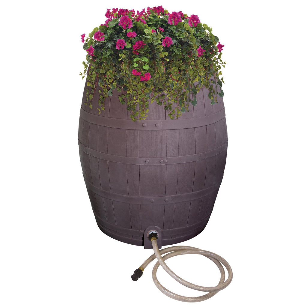 50-Gallon Whiskey Rain Barrel with Planter and Diverter X308