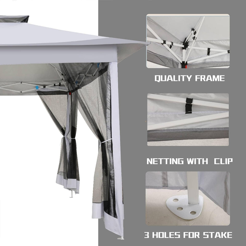 12x12 Pop Up Waterproof Outdoor Canopy with Mosquito Nettings and Carry Bag X4293