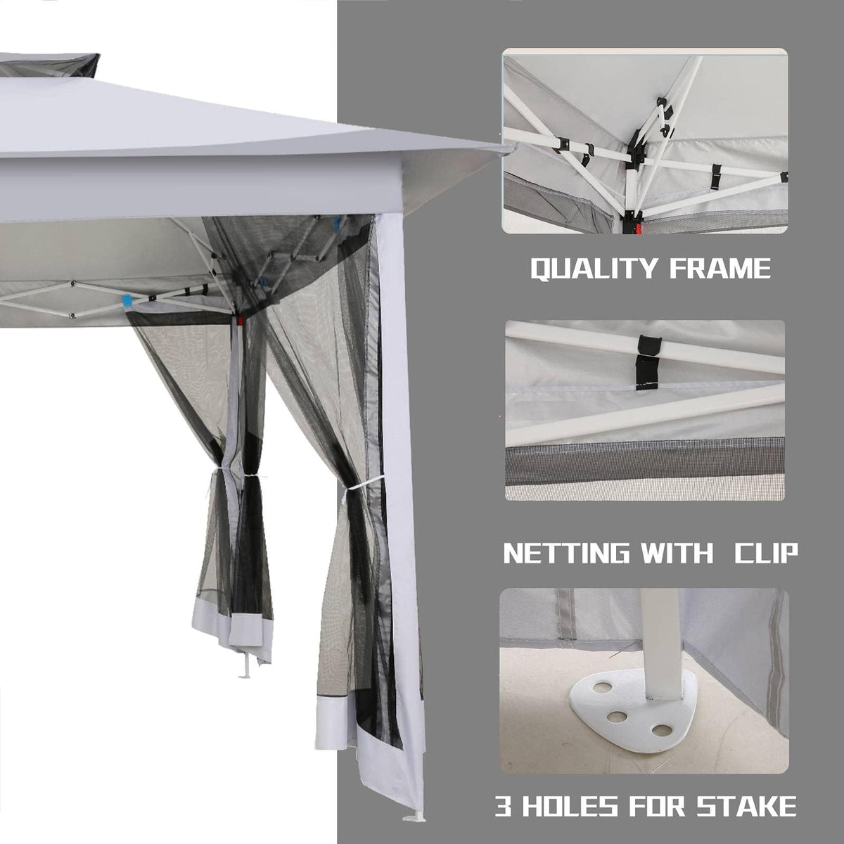 12x12 Pop Up Waterproof Outdoor Canopy with Mosquito Nettings and Carry Bag X4293