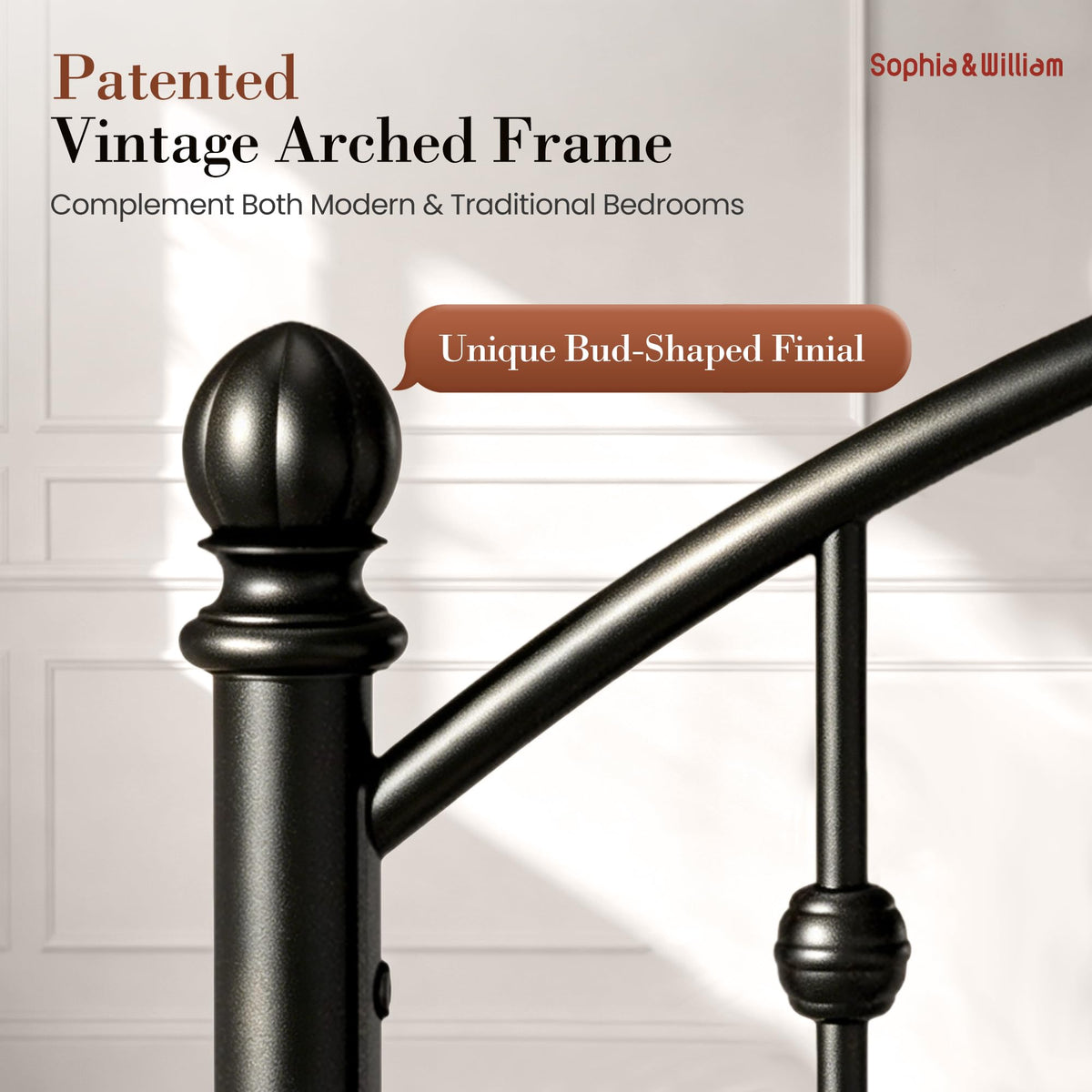 Full Size Metal Bed Frame with Tall Headboard F459