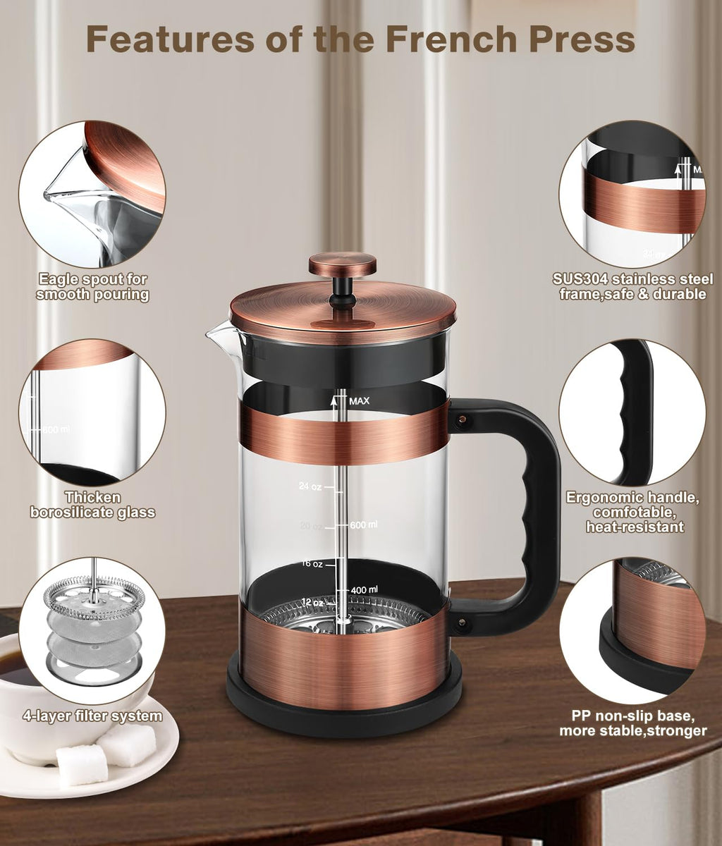 34 Ounce Stainless Steel French Press Coffee Maker F55481