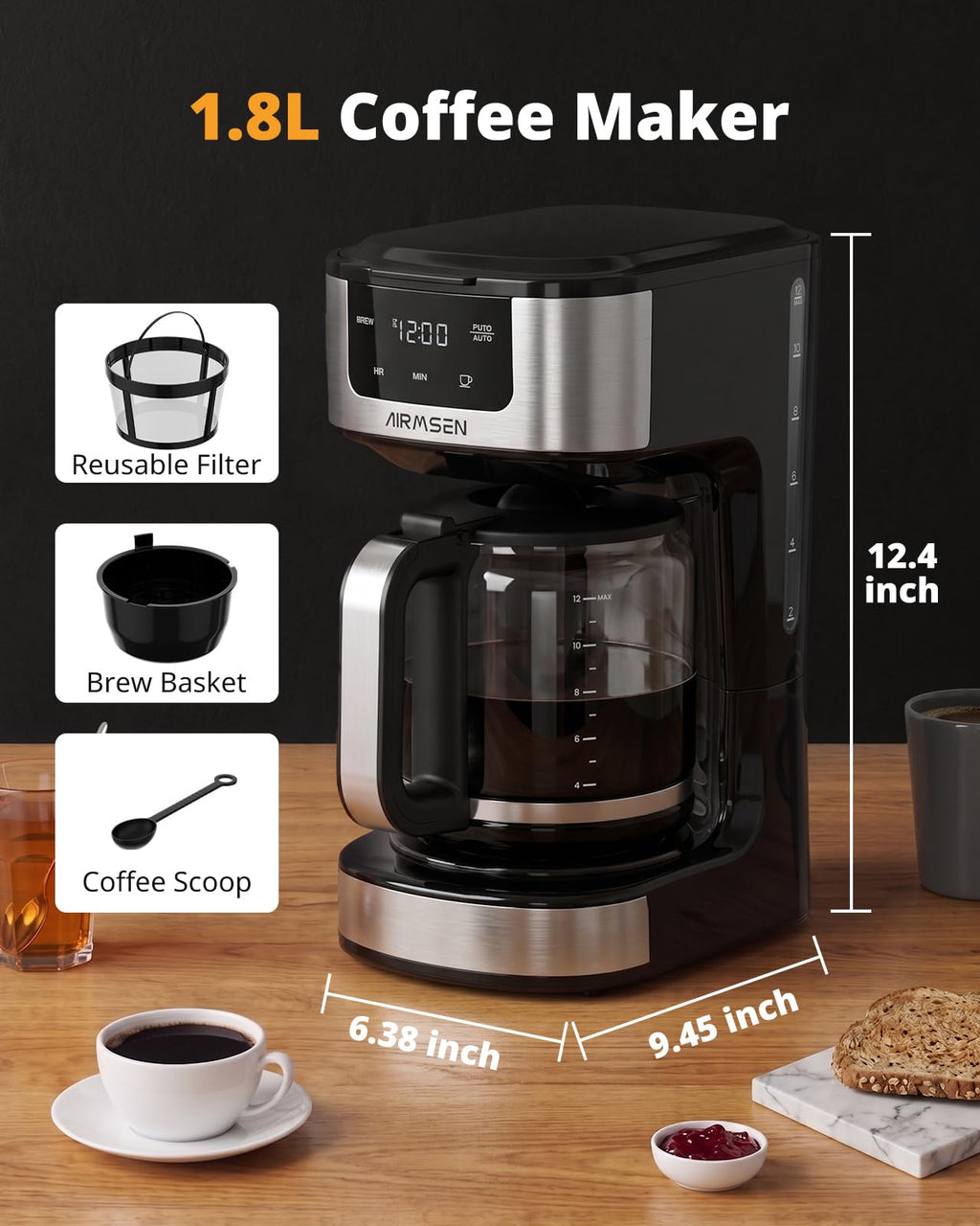 12-Cup Programmable Drip Coffee Maker J677