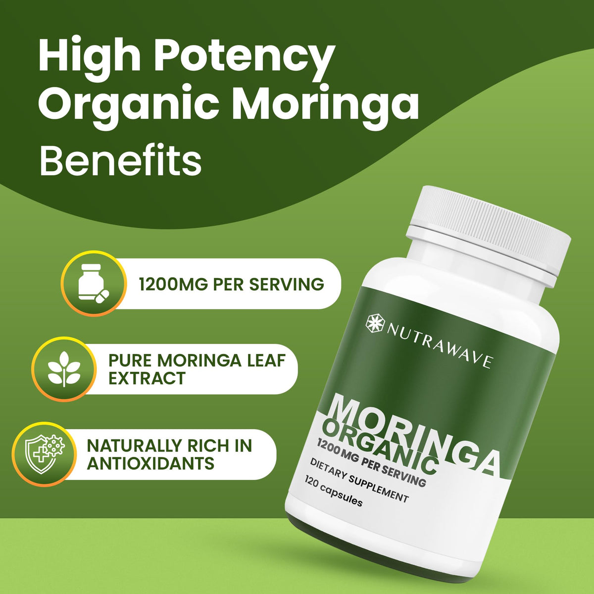 Organic Moringa Capsules 1200mg 120 Capsules E44477