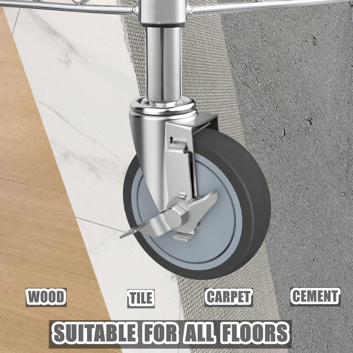 5-Inch Caster for Wire Shelving Racks, Set of 4 F134