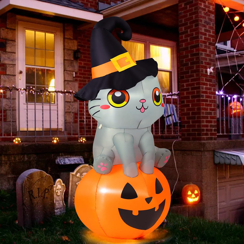 6 FT Halloween Inflatables Cat with Built-in LEDs R381680