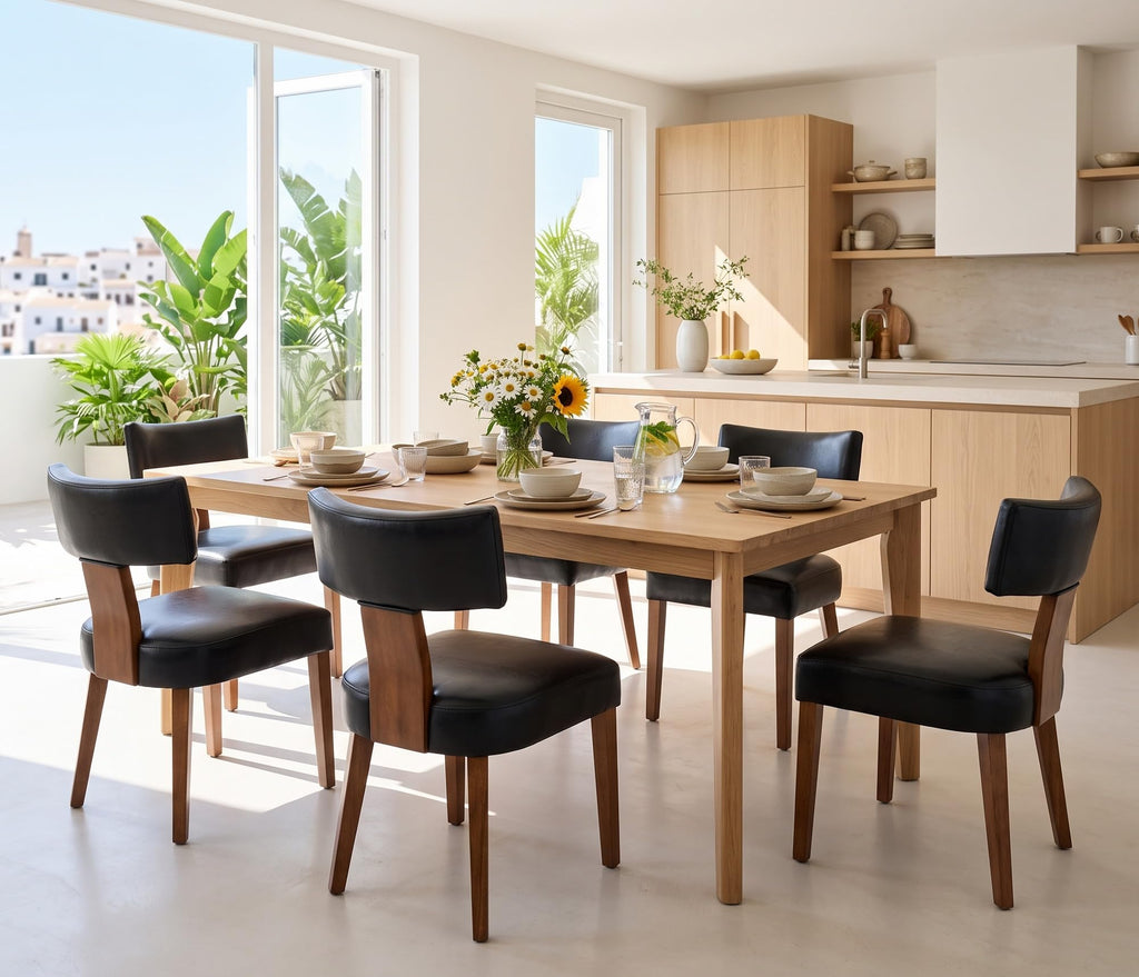 Black Set of 6 PU Leather Upholstered Dining Chairs A91845