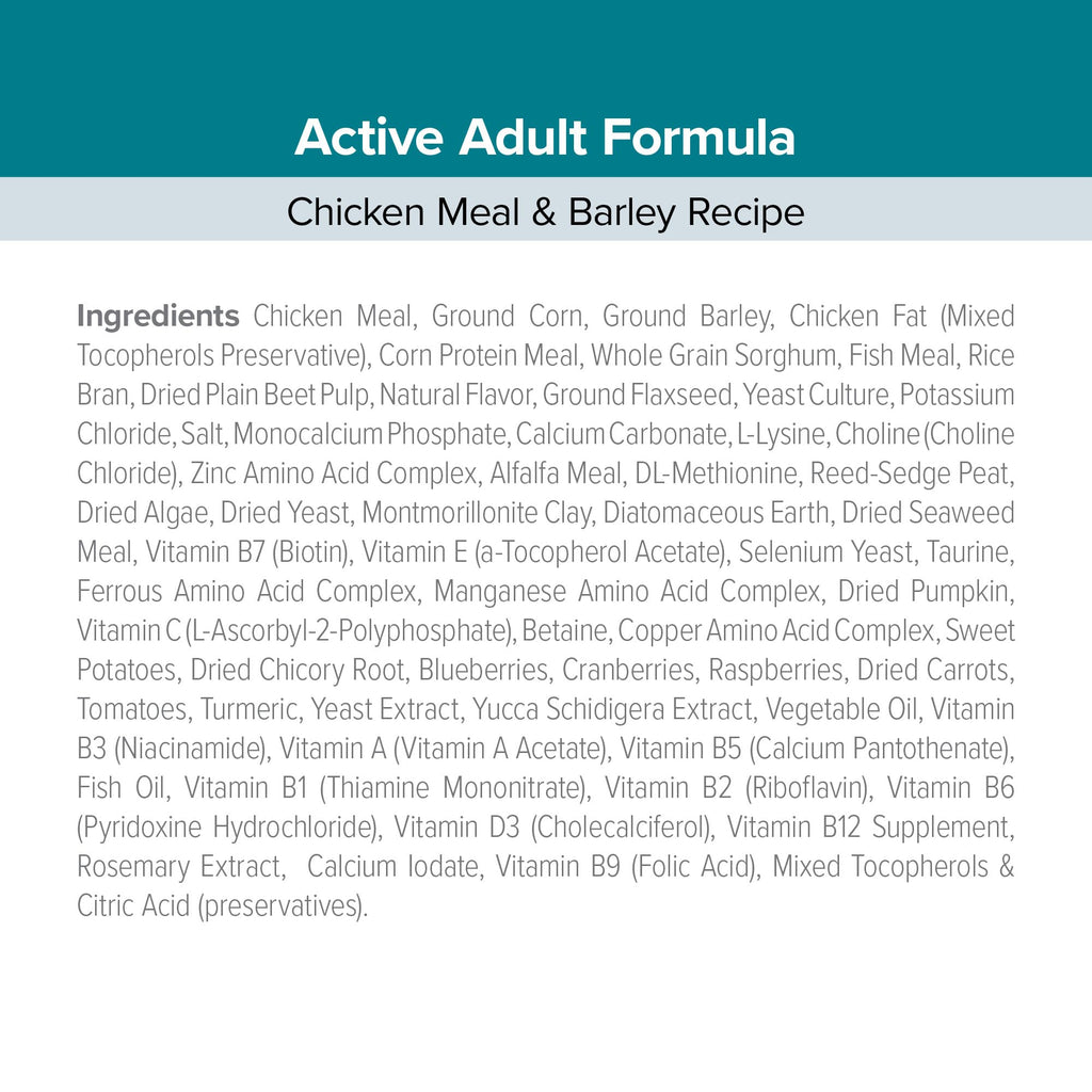 Active Dog Food Real Chicken & Barley 20 Pound Bag G76272