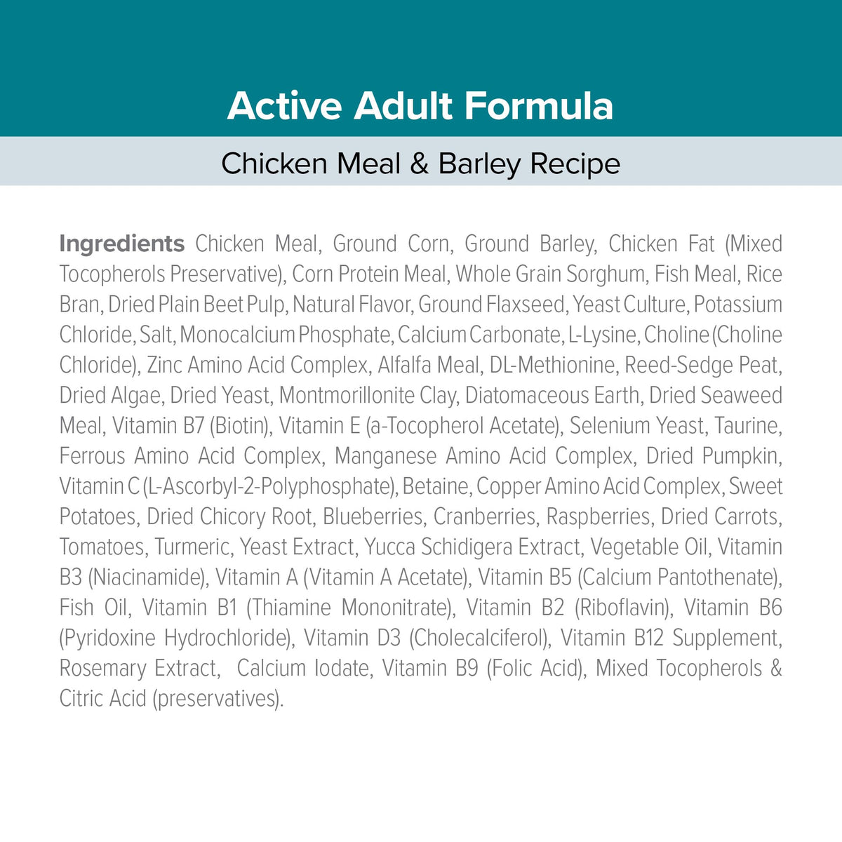 Active Dog Food Real Chicken & Barley 20 Pound Bag G76272