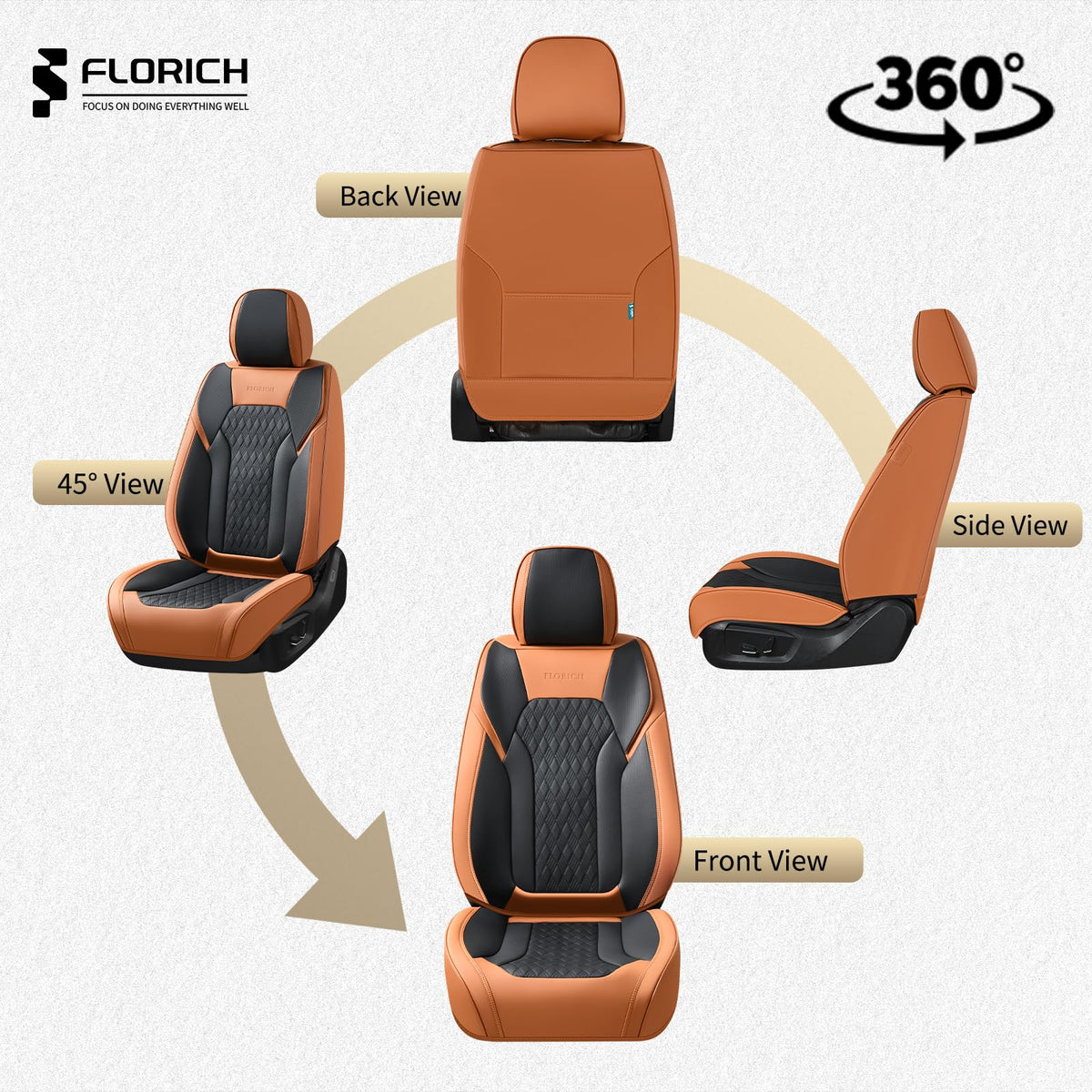 Nappa Leather Car Seat Covers Full Set Z5364