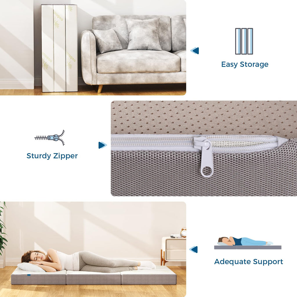 Twin 5 Inch Memory Foam Trifold Mattress E1554