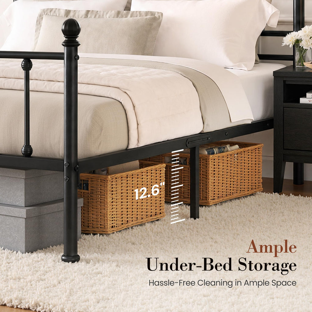 Full Size Metal Bed Frame with Tall Headboard F459