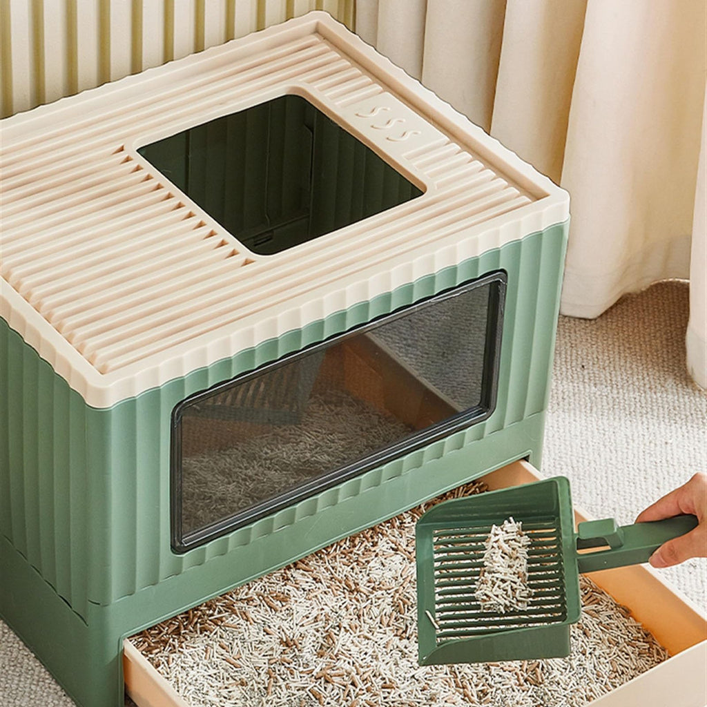 Top Entry Cat Litter Box with Lid Foldable L9344
