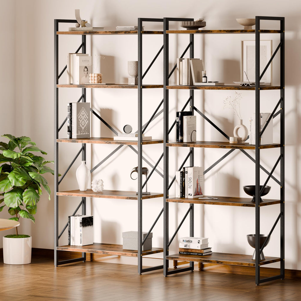 5 Tiers Rustic Brown Bookshelf F9366